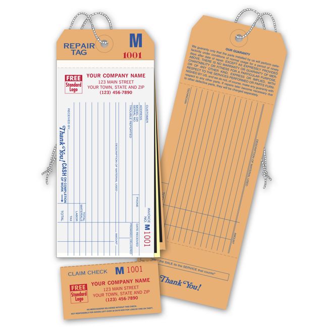 Streamline Repairs with Our Convenient Repair Tags and Detachable Claim Checks