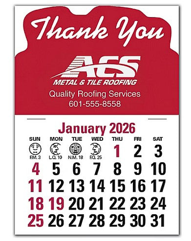 109365 2026 Stick Up Calendar Thank You 3 x 4" QTY 150