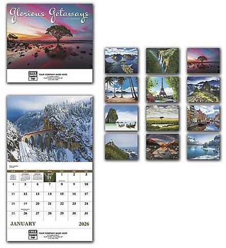 109374 2026 Glorious Getaways Wall Calendars 11 x 19" QTY 25