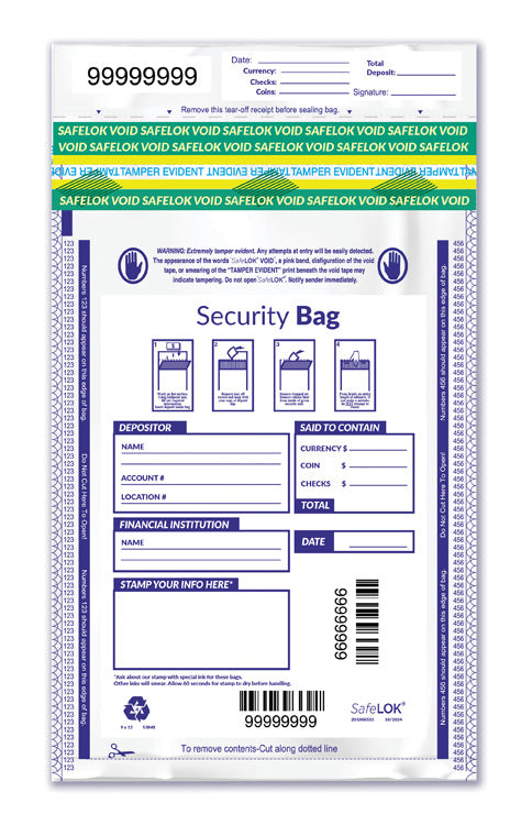53848 Single Pocket Deposit Bag Opaque 9 x 12" -  QTY 100 BAGS