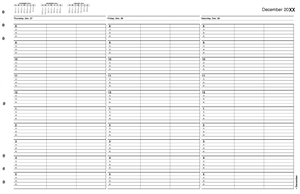 TIME52 TimeScan 3 Column Looseleaf Pages 15 Minute Interval 8am-6pm
