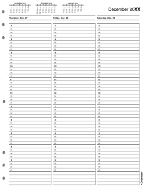 TIME6 TimeScan Looseleaf Pages 1 Column 15 Minute Interval 7am-6pm