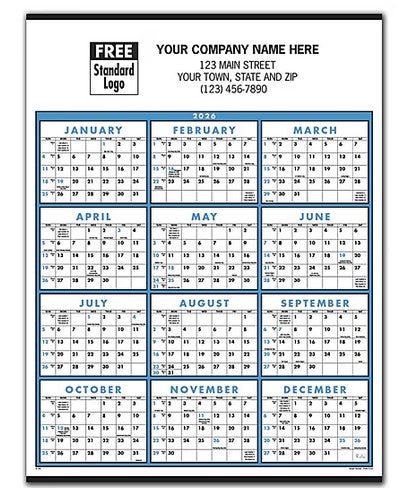 765437 2026 Span-A-Year Non-Laminated Calendar 22 x 29" QTY 100