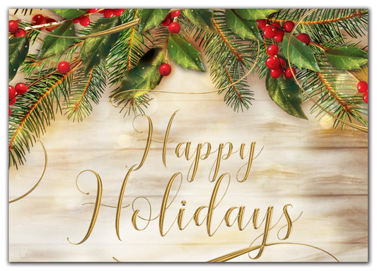HP03382 - H08618 Pine of Gold Holiday Cards 7 7/8 x 5 5/8" QTY 25