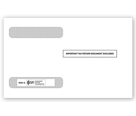 TF51512 4-Up Horizontal Laser W-2 Envelope Double-Window Self-Seal