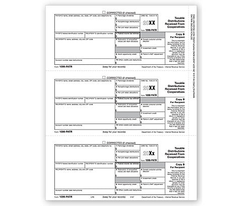 TF5167 Laser 1099-PATR Payer and/or Borrower Copy B 8 1/2 x 11"  QTY 100