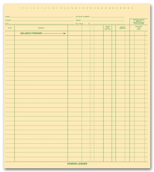112031N Vendor Ledger 11 x 9 3/4" QTY 15