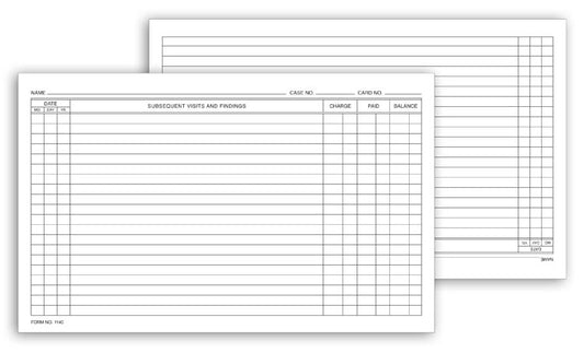 1140 Continuation Exam Records Card Style with Account Record 5 x 8" QTY 250