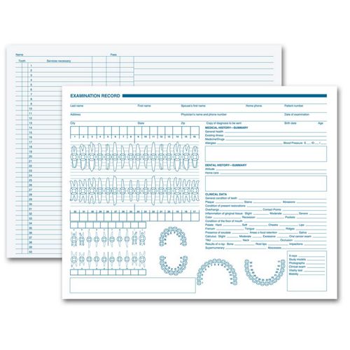 21023 Dental Exam Record Primary Arch & Geometric Diagrams 11 x 8 1/2" QTY 250