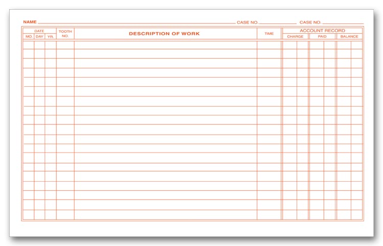 D58 Dental Continuation Exam Records 2 Sided Card Style 5 x 8" QTY 250