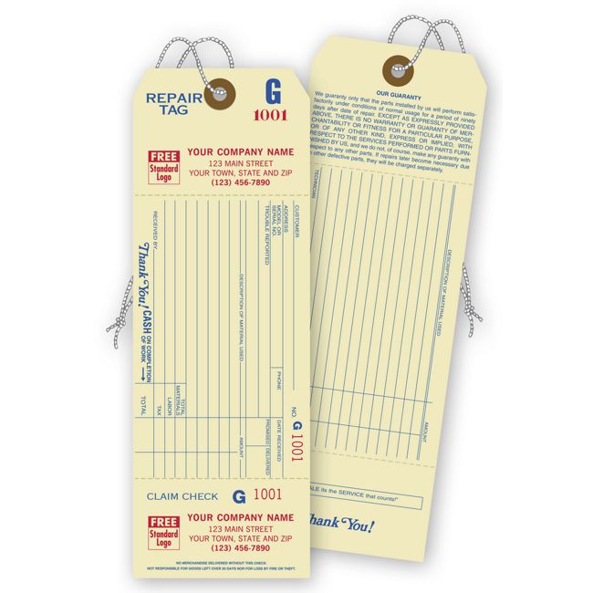 Simplify Repairs with Our Detachable Claim Check Repair Tags