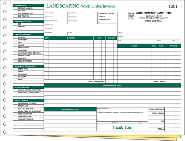 5Forms 6537 Landscaping Work Orders 11 x 8 1/2" QTY 250