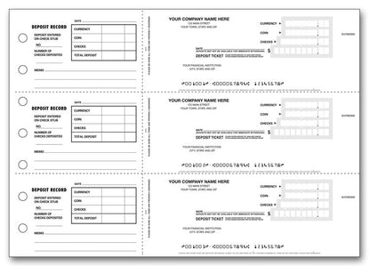 100053 3 On A Page Deposit Tickets 12 15/16 x 9" 1 part QTY 150Tickets