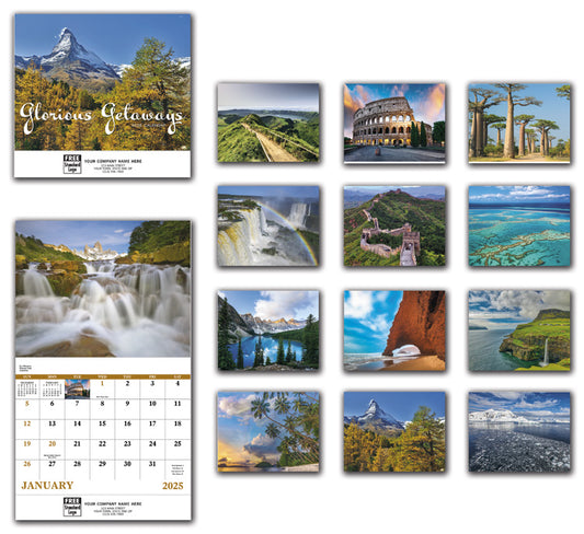 109374 2025 Glorious Getaways Wall Calendars 11 x 19" QTY 25