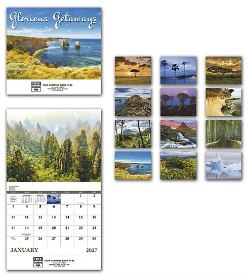 109374 2027 Glorious Getaways Wall Calendars 11 x 19" QTY 25