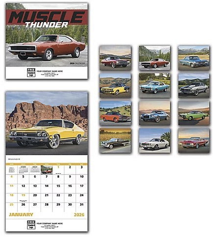 109377 2026 Muscle Thunder Wall Calendars 11 x 19" QTY 25