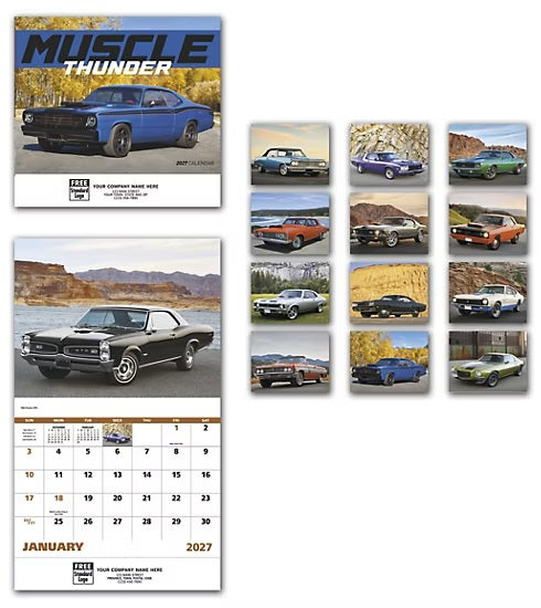 109377 2027 Muscle Thunder Wall Calendars 11 x 19" QTY 25