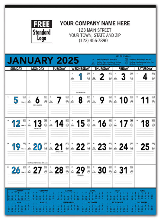 109398 2025 Blue & Black Contractors Memo Calendars 18 x 25" QTY 50