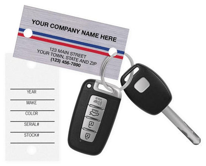 1158 Auto Key Tags Brushed Chrome 1 1/4 x 2 1/2" QTY 250