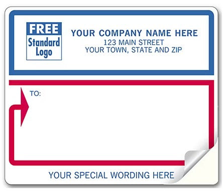 12688 Mailing Labels Laser/Inkjet White with Blue and Red Borders 4 x 3 1/3"QTY600