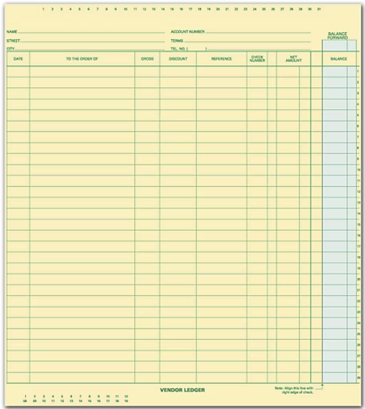 130031N Vendor Ledger 11 x 9 3/4" QTY 15