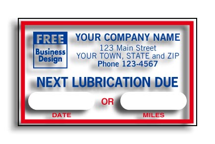 1690B Next Lubrication Due Static Cling Windshield Labels 2 1/2 x 1 1/2" QTY 250