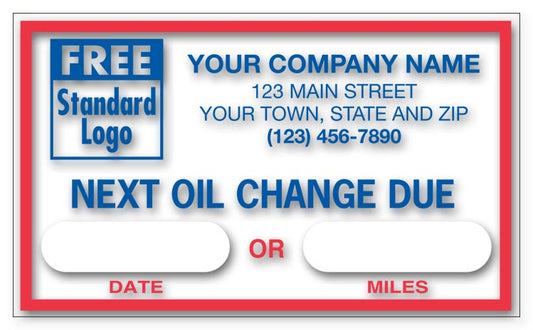 1690C Static Cling Windshield Labels Next Oil Change Due 2 1/2x1 1/2" QTY 250