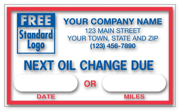 1690C Static Cling Windshield Labels Next Oil Change Due 2 1/2 x 1 1/2" QTY 250