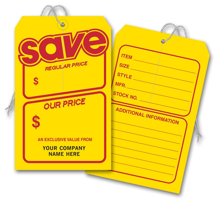 181 Save Price Tag Yellow with Red Borders Jumbo 5 x 8" QTY 250
