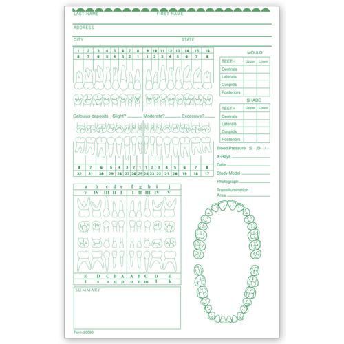 20090.1 Dental Re Examination Records 5 x 7 3/4" QTY 250