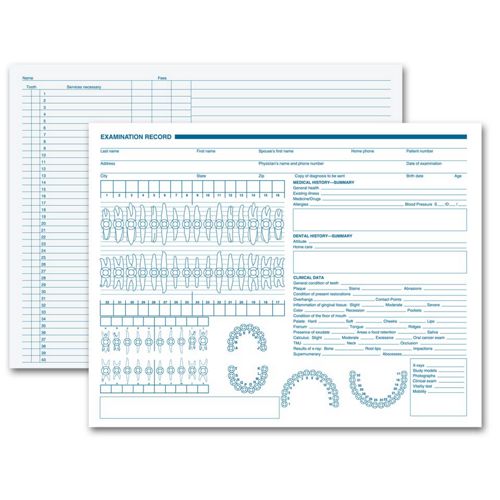 21023.1 Dental Exam Record Primary Arch & Geometric Diagrams 11 x 8 1/2" QTY 250