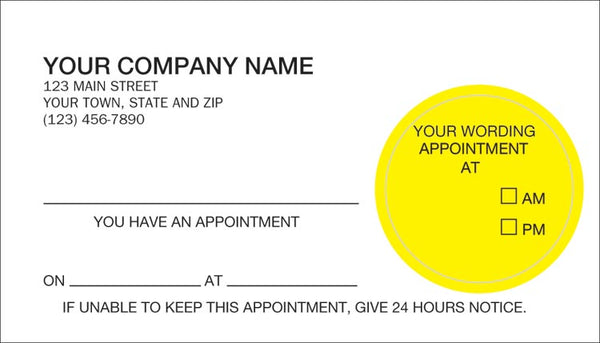 25832 Peel and Stick Appointment Card Imprinted 2 x 3 1/2" QTY 1000