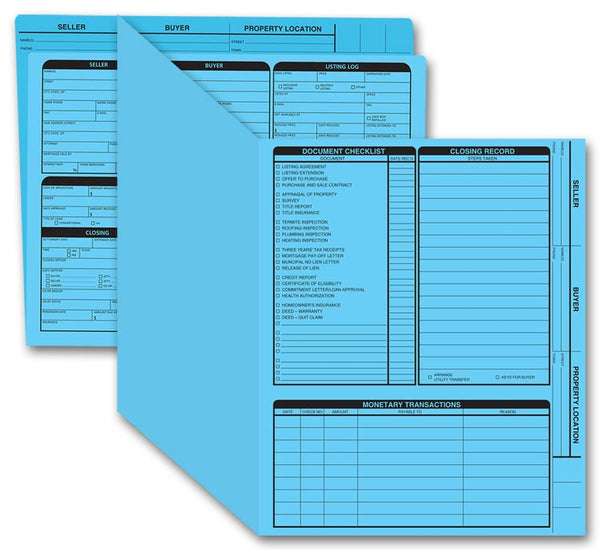 275B.1 Real Estate Folder Right Panel List Letter Size BLUE 11 3/4 x 9 5/8"  QTY 50 Folders