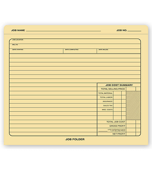 278.5  Manila Folder Job Folder 10 x 12" QTY 50