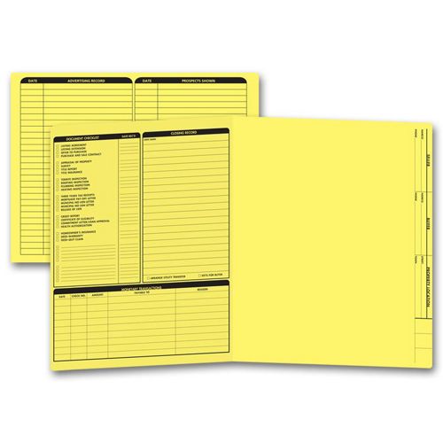 285Y.1 Real Estate Folder Left Panel Letter Size Yellow 11 3/4 x 9 5/8" QTY 50
