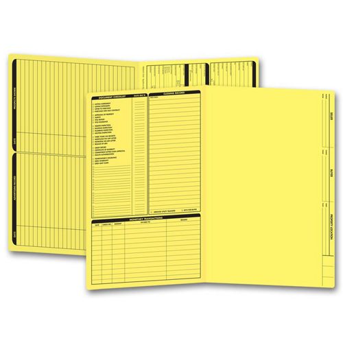 286Y.1 Real Estate Folder Left Panel Legal Size Yellow 14 3/4 x 9 3/4" QTY 50