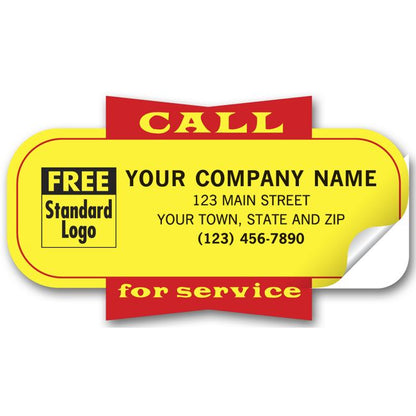 346 Yellow Padded "Call for Service" Labels 3 1/2 x 1 7/8" QTY 100