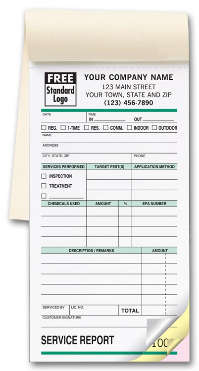 365 Pest Control Form Small Service Order Booked 3 3/8 x 6 1/4" Quantity 500 3 Parts