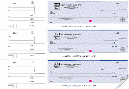 53220DS - 53220HS 3-On-A-Page Business Size Checks Side-Tear Voucher 12 15/16 x 9" QTY 250