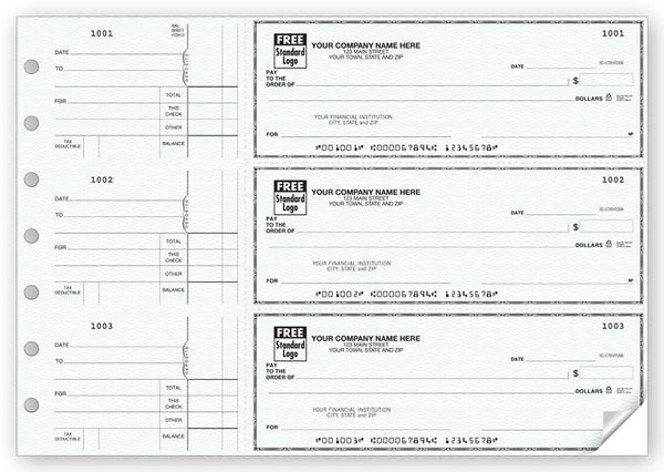 53220N Side Tear Voucher 3 On A Page Business Size Checks 12 15/16 x 9" QTY 250