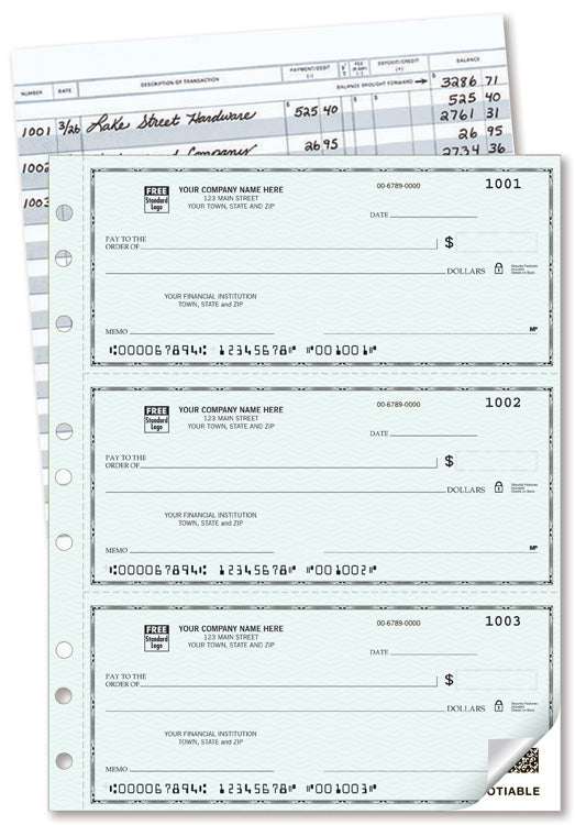 56500N 3 On A Page Compact Size Duplicate Checks with Register 6 x 2 3/4" QTY 250 2 Parts