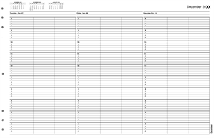 TIME52 TimeScan 3 Column Looseleaf Pages 15 Minute Interval 8am-6pm 17 x 11"