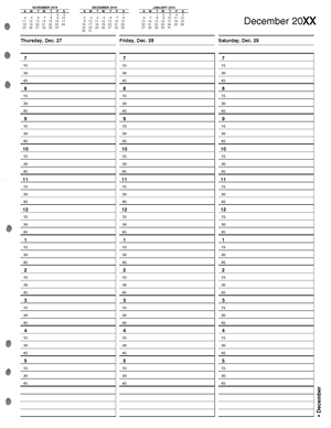 TIME6 TimeScan Looseleaf Pages 1 Column 15 Minute Interval 7am-6pm with Extra Hour 8 1/2 x 11"
