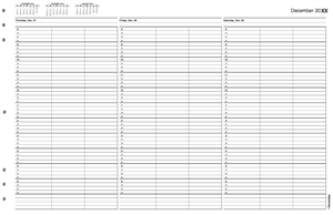 TIME56 TimeScan 3 Column Looseleaf Pages 15 Minute Interval 8am-7pm With Extra Hour 17 x 11"