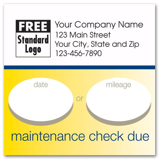 58165 Static Cling Service Label Maintenance Check Due 2 1/2 x 2 1/2"