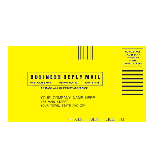 634BR Yellow #6 3/4 Business Reply Envelopes 6 1/2 x 3 5/8" QTY 250