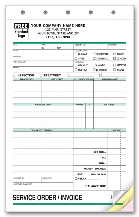 6575 Pest Control Form Service Orders 5 2/3 x 8 1/2" QTY 250