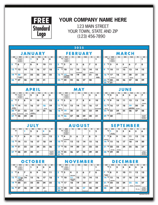 765437 2025 Span-A-Year Non-Laminated Calendar 22 x 29" QTY 100