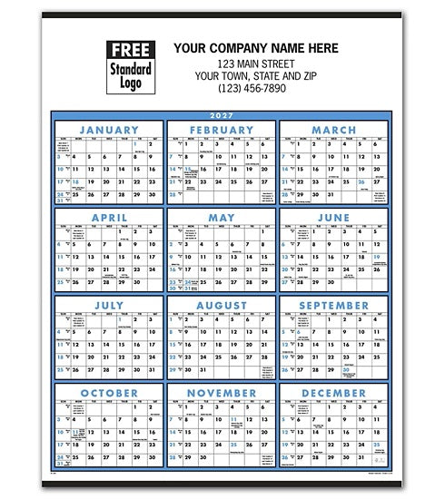 765437 2027 Span-A-Year Non-Laminated Calendar 22 x 29" QTY 100