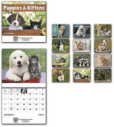 765866 2026 Puppies & Kittens Wall Calendars 11 x 19" QTY 25